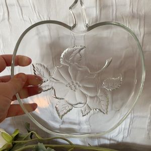 VTG Apple Shaped Clear Glass Plate